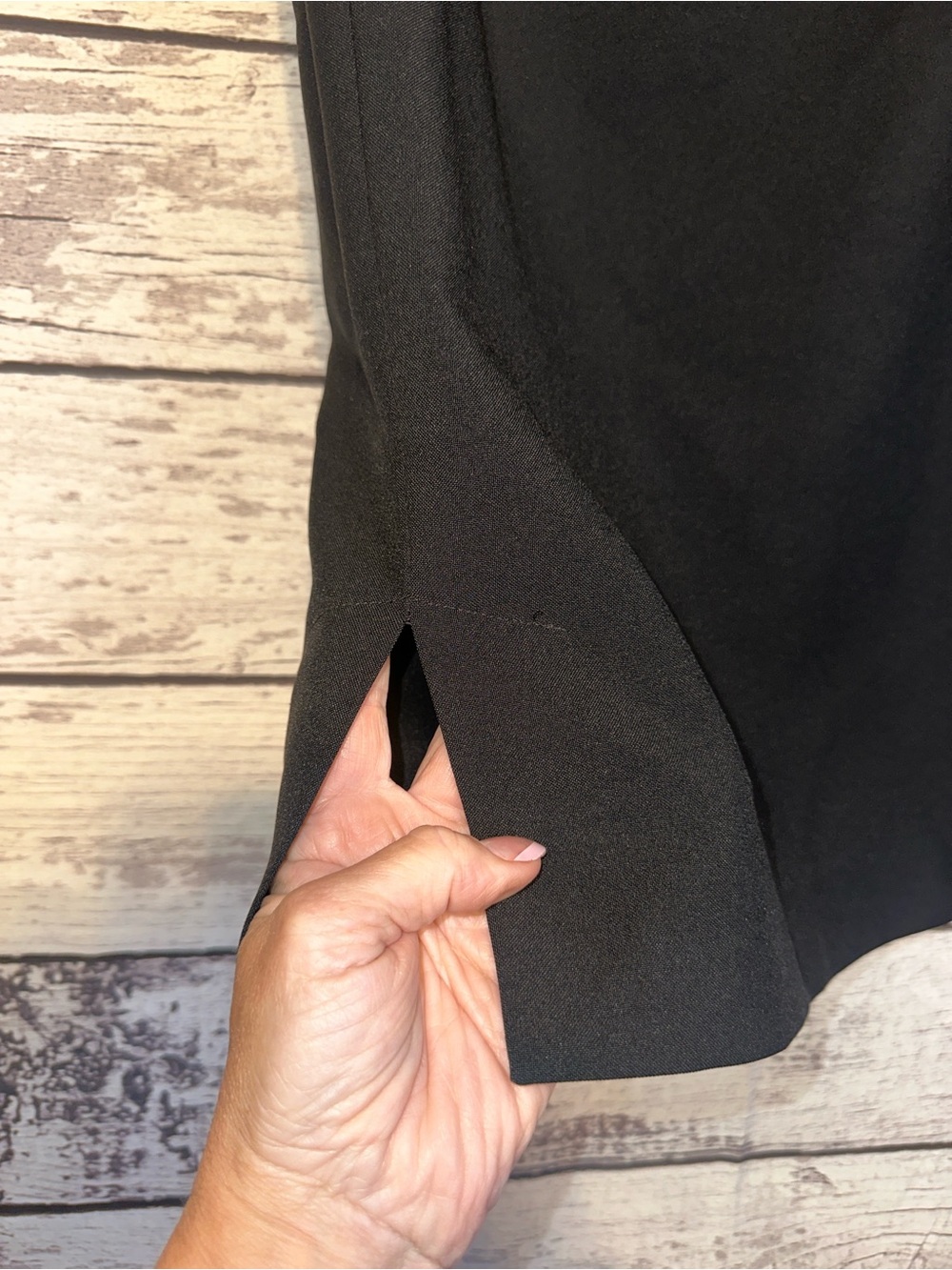Express World Brand Black Midi Pencil Skirt Side Slit Size 11/12